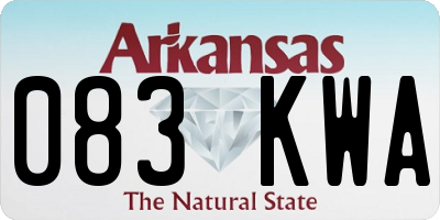 AR license plate 083KWA