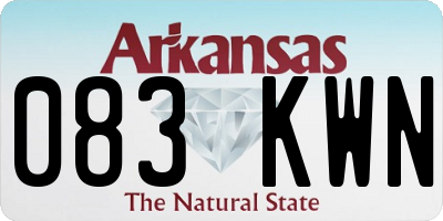 AR license plate 083KWN