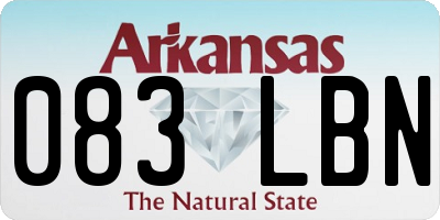 AR license plate 083LBN