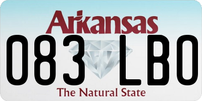 AR license plate 083LBO