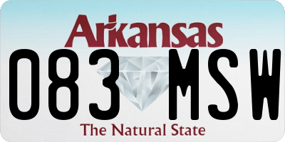AR license plate 083MSW