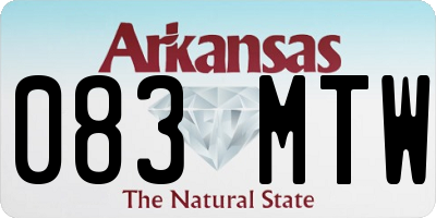 AR license plate 083MTW