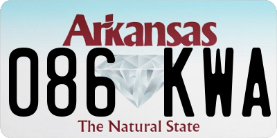 AR license plate 086KWA