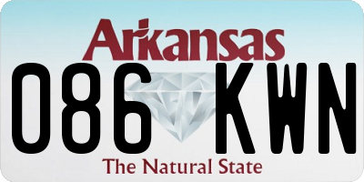 AR license plate 086KWN