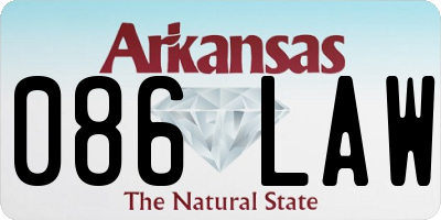 AR license plate 086LAW