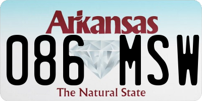 AR license plate 086MSW