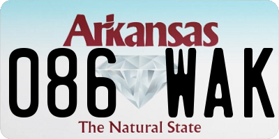 AR license plate 086WAK