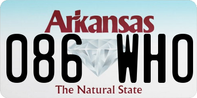 AR license plate 086WHO