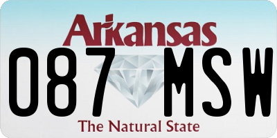 AR license plate 087MSW