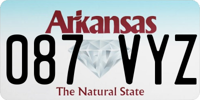 AR license plate 087VYZ