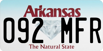 AR license plate 092MFR
