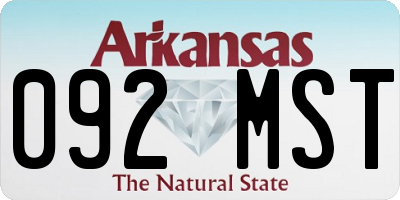 AR license plate 092MST