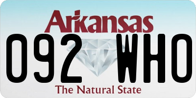 AR license plate 092WHO