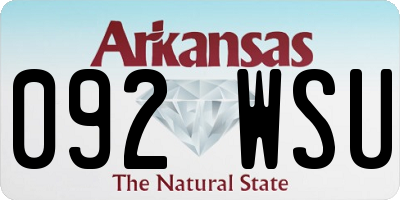 AR license plate 092WSU
