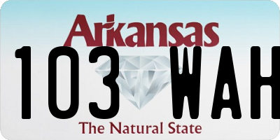 AR license plate 103WAH