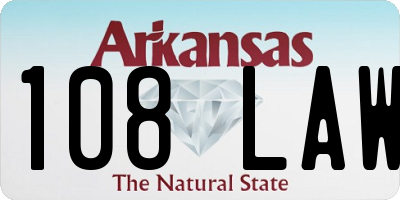 AR license plate 108LAW