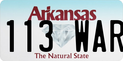 AR license plate 113WAR