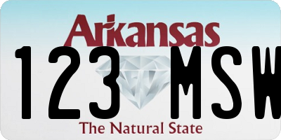 AR license plate 123MSW