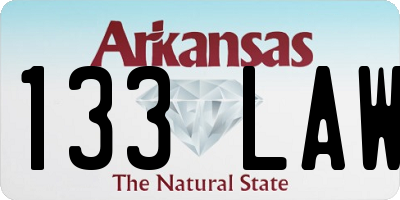 AR license plate 133LAW