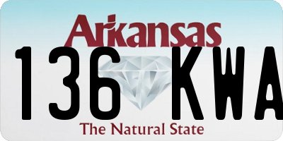 AR license plate 136KWA