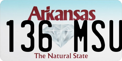 AR license plate 136MSU