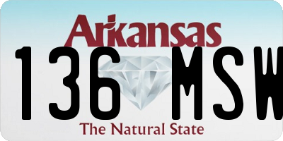 AR license plate 136MSW
