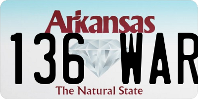 AR license plate 136WAR