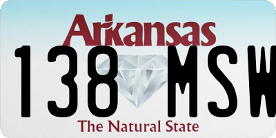 AR license plate 138MSW