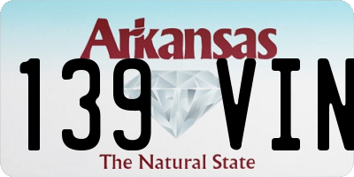 AR license plate 139VIN