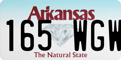 AR license plate 165WGW