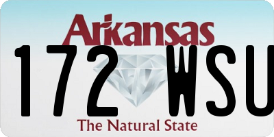 AR license plate 172WSU