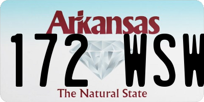 AR license plate 172WSW
