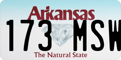 AR license plate 173MSW
