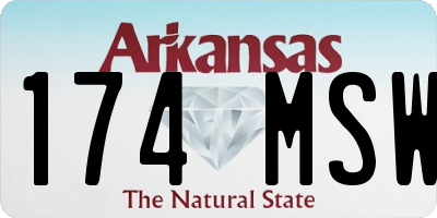 AR license plate 174MSW