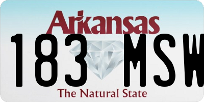AR license plate 183MSW