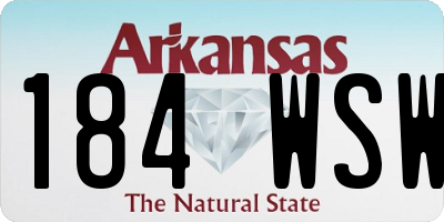 AR license plate 184WSW