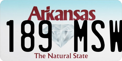 AR license plate 189MSW