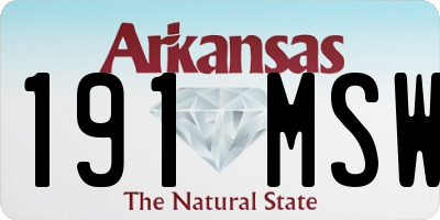 AR license plate 191MSW