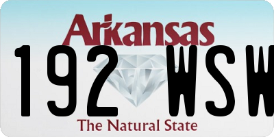 AR license plate 192WSW