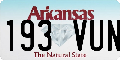 AR license plate 193VUN