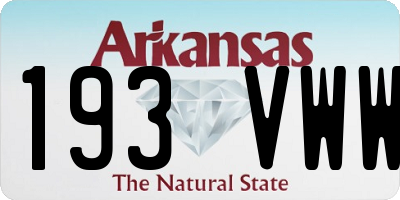 AR license plate 193VWW