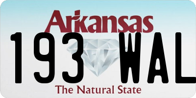 AR license plate 193WAL