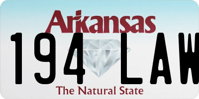 AR license plate 194LAW