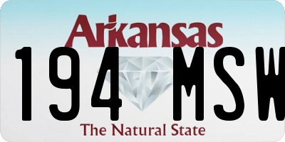 AR license plate 194MSW