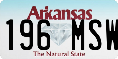 AR license plate 196MSW