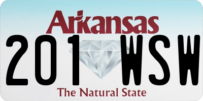 AR license plate 201WSW