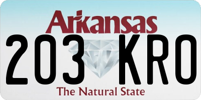 AR license plate 203KRO