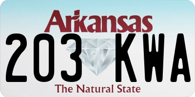 AR license plate 203KWA
