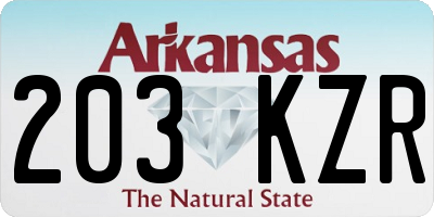 AR license plate 203KZR