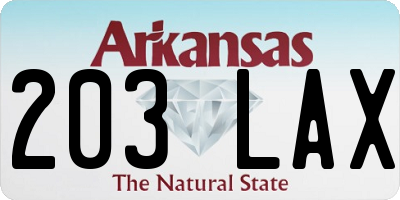AR license plate 203LAX